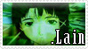 A button of Lain Iwakura with the text 'Lain'.